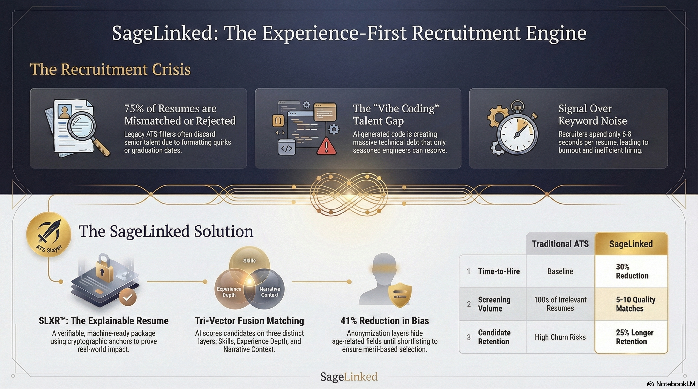 SageLinked Recruitment Infographic: Experience-First Engine